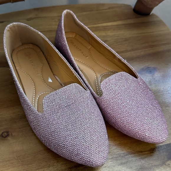 Rampage pink glitter sparkly slip on flats size 8 - Picture 1 of 4